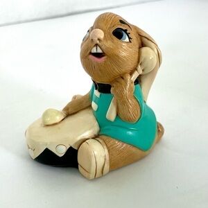 𝅺pendelfin Rabbit Figurine Bongo Turquoise Jacket Black Drum